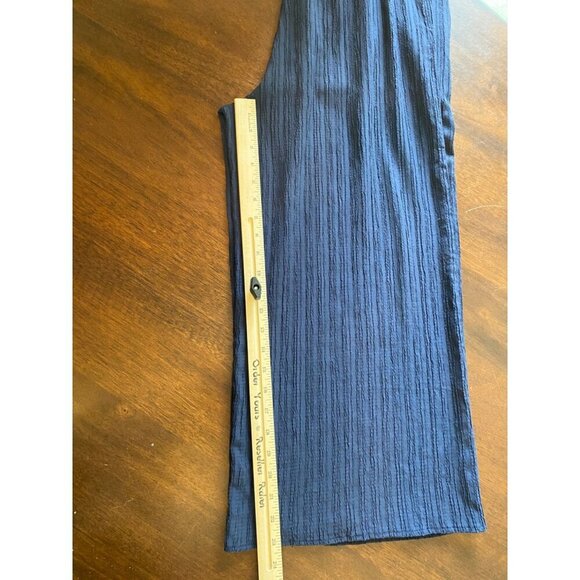 MittoShop Womens Off-Shoulder Jumpsuit L Navy Blue wide Leg Polyester Rayon - Picture 10 of 16